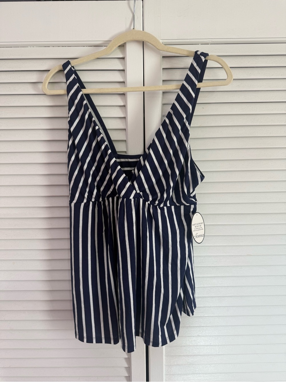 Soma Navy & White Striped Sleeveless Top